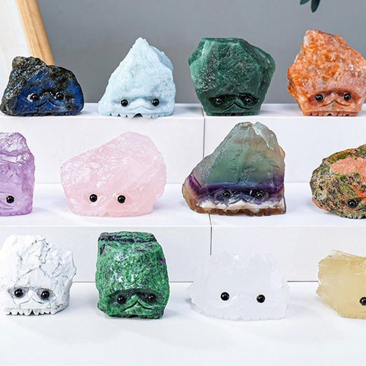 Piedras preciosas de cristal natural en bruto de Olivenorma con forma de erizo elfo