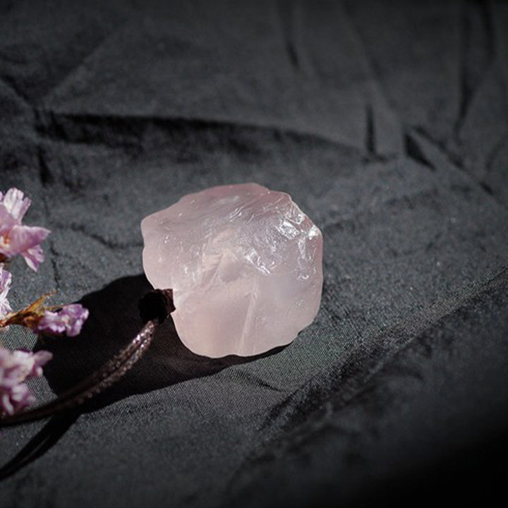 Collar de piedra preciosa de cuarzo rosa natural 