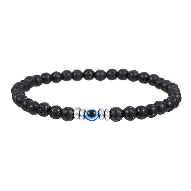 Pulsera de cuentas de ojo malvado de piedra natural de 4 mm para hombre de Olivenorma 