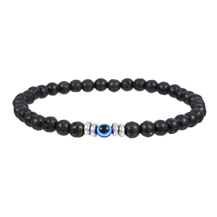 Pulsera de cuentas de ojo malvado de piedra natural de 4 mm para hombre de Olivenorma 