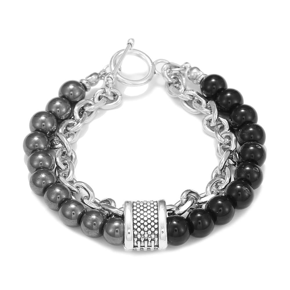 Pulsera para hombre con forma geométrica y combinación de piedras esmeriladas estilo punk de Olivenorma 