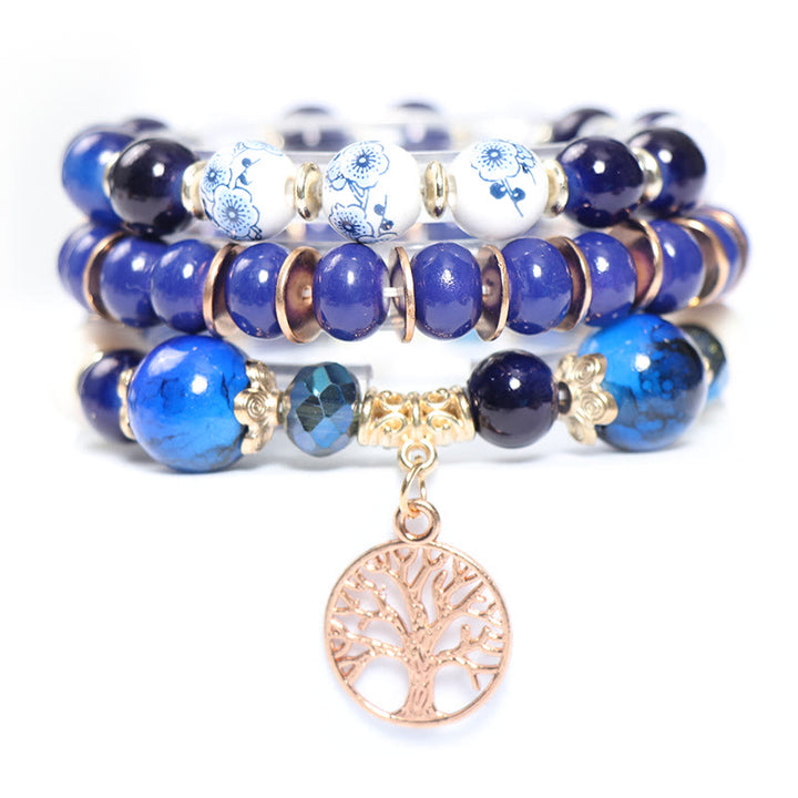 Conjunto de pulseras de cristal con forma de árbol de la vida hechas a mano de Olivenorma Boho 