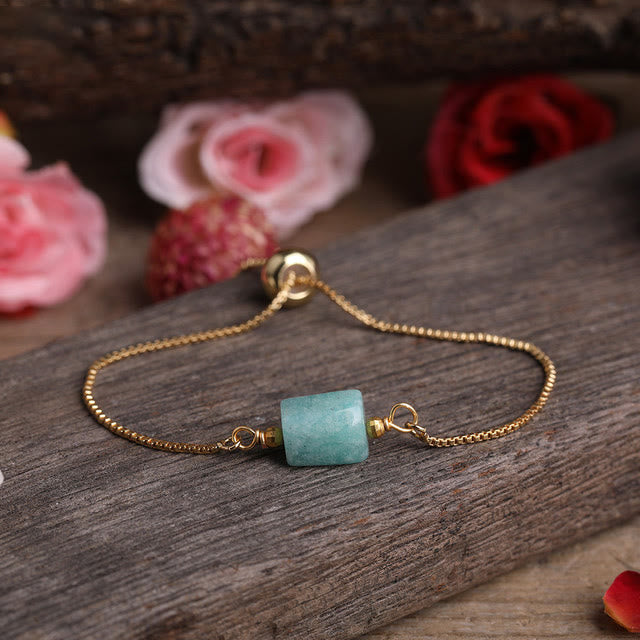 Pulsera de cadena de metal con piedras prismáticas de cristal natural de Olivenorma