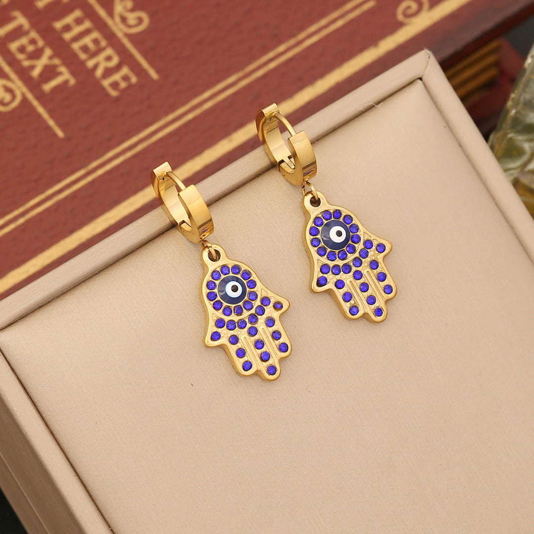 Conjunto de collar, pulsera y pendientes de resina epoxi con ojo de hamsa y mal de ojo de Olivenorma