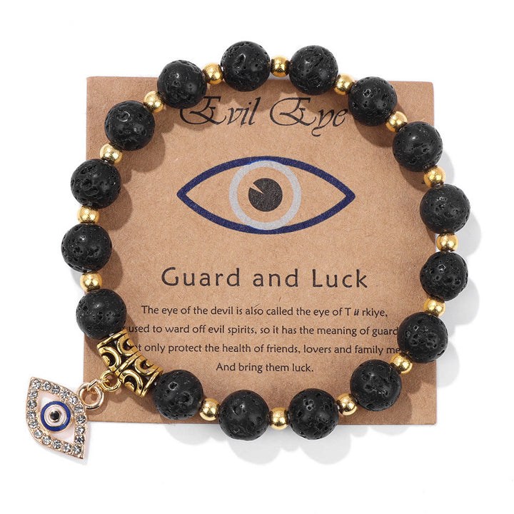 Pulsera con colgante de ojo malvado y cuentas de piedra natural de Olivenorma