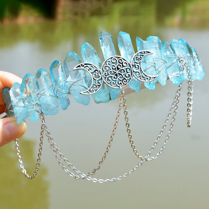 Corona de cristal natural de la diosa de la luna creciente Olivenorma