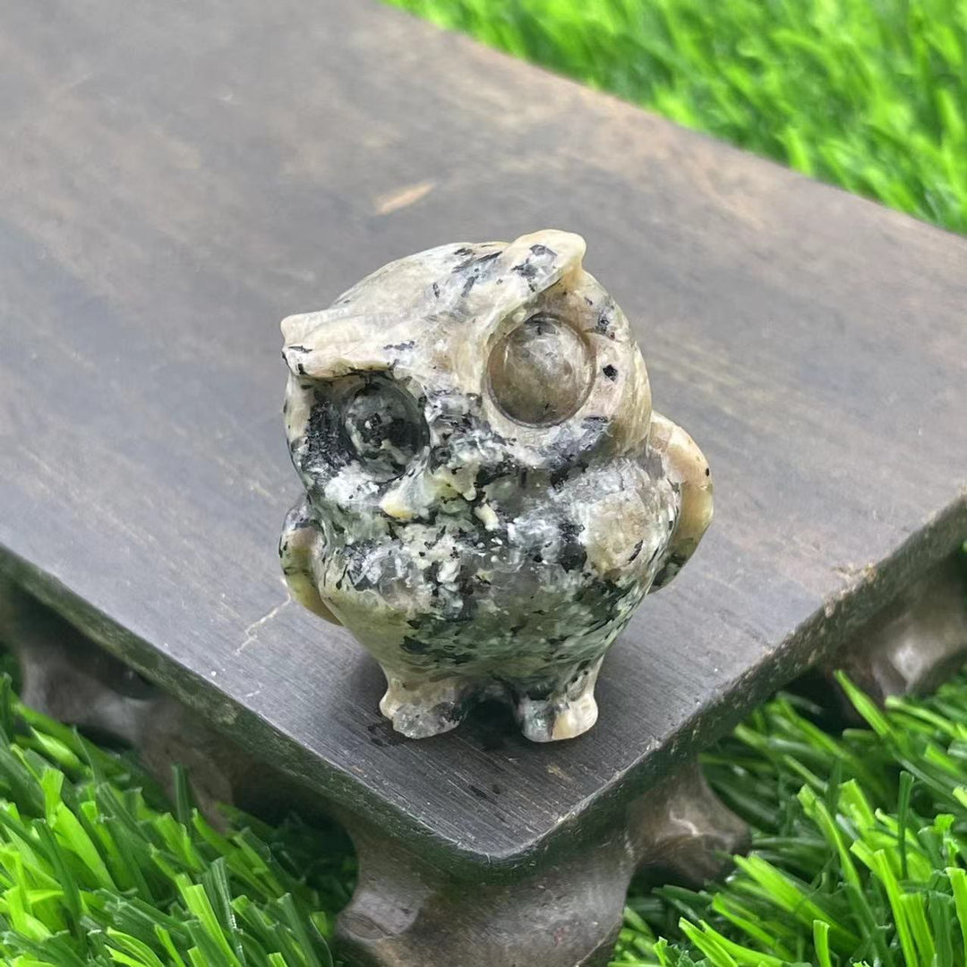 Adorno de búho de cristal natural de 3,5 cm de Olivenorma con piedras preciosas decorativas