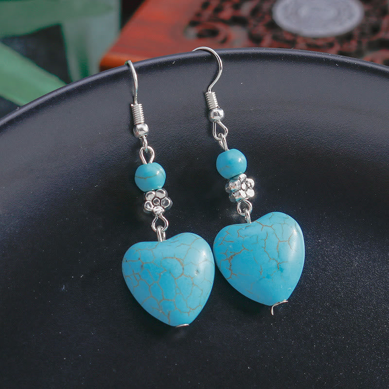 Pendientes colgantes con forma de corazón de turquesa de Olivenorma