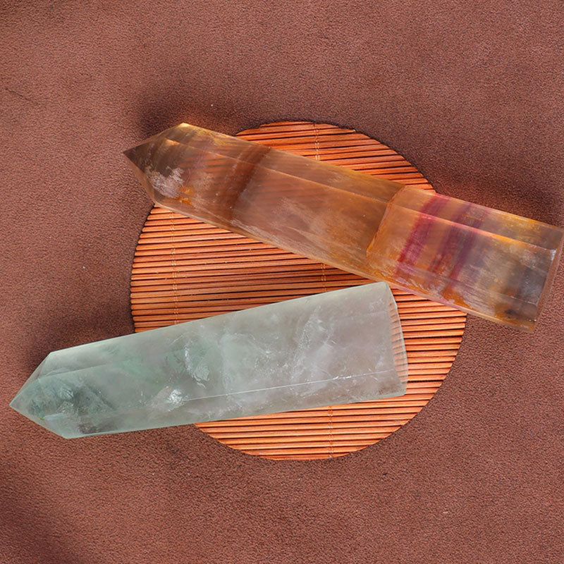 Varitas de cristal Reki de corteza natural de fluorita