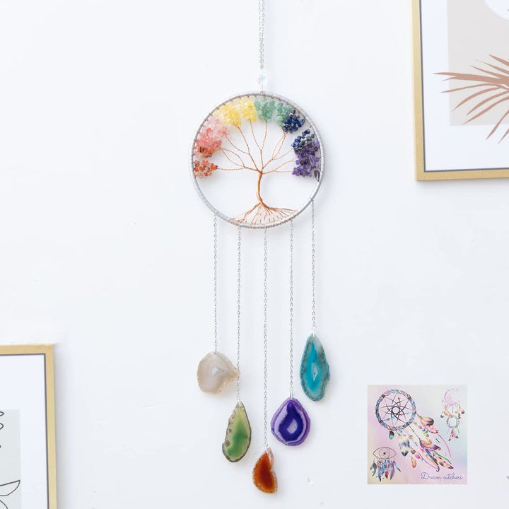 Adorno de pared con árbol de la vida de ágata de los chakras de Olivenorma