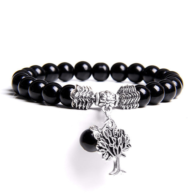 Pulsera de árbol de la vida de cristal natural