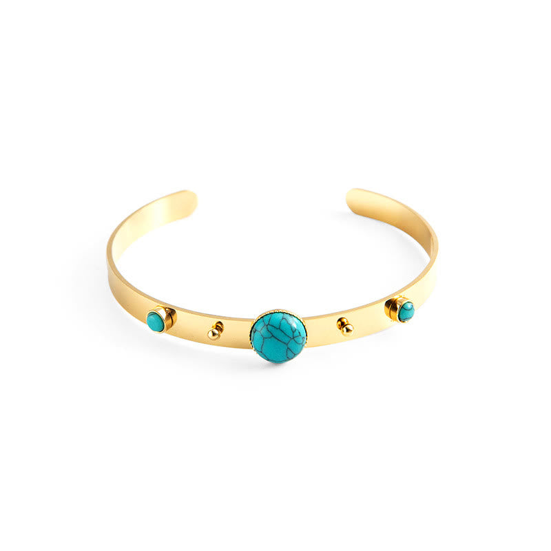 Pulsera abierta de piedra natural estilo étnico bohemio de Olivenorma