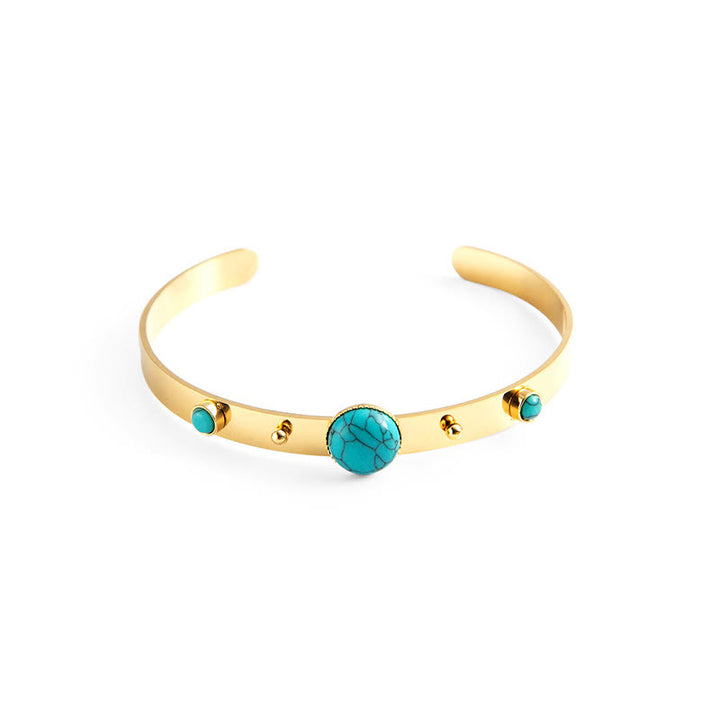 Pulsera abierta de piedra natural estilo étnico bohemio de Olivenorma