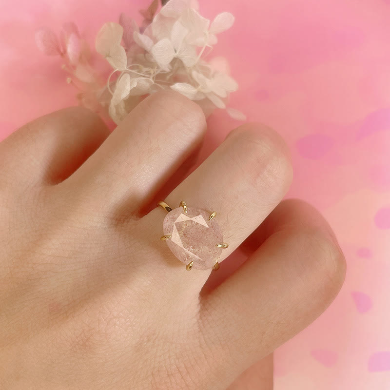 Anillo de cinco puntas de cuarzo fresa natural de Olivenorma