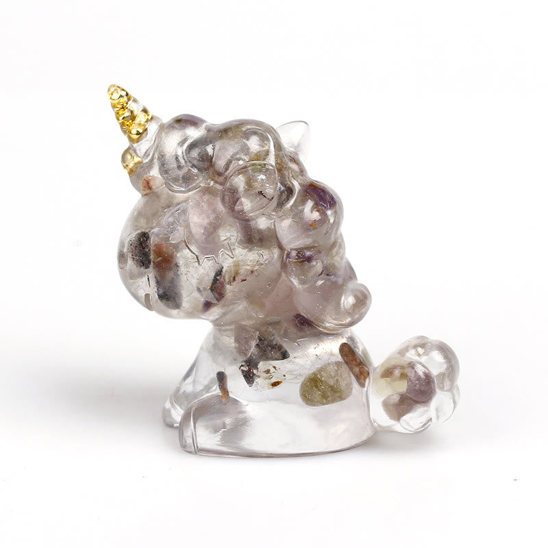 Decoración con piedras preciosas de unicornio de cristal de Olivenorma