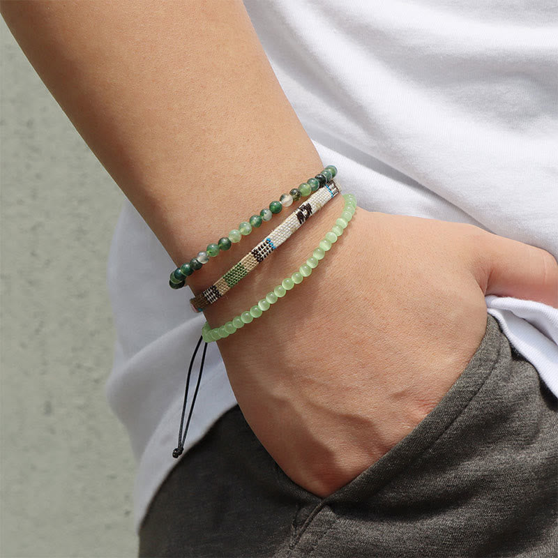 Conjunto de pulseras de cristal turquesa de Bohemia África de Olivenorma