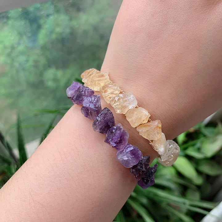Pulsera de alambre enrollado con cuentas de grava de cristal natural de Olivenorma