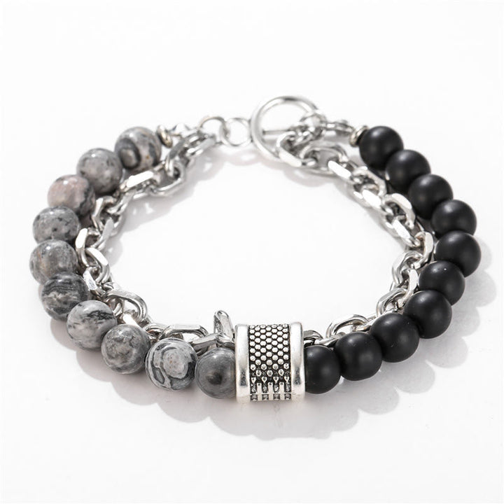 Pulsera para hombre con forma geométrica y combinación de piedras esmeriladas estilo punk de Olivenorma 