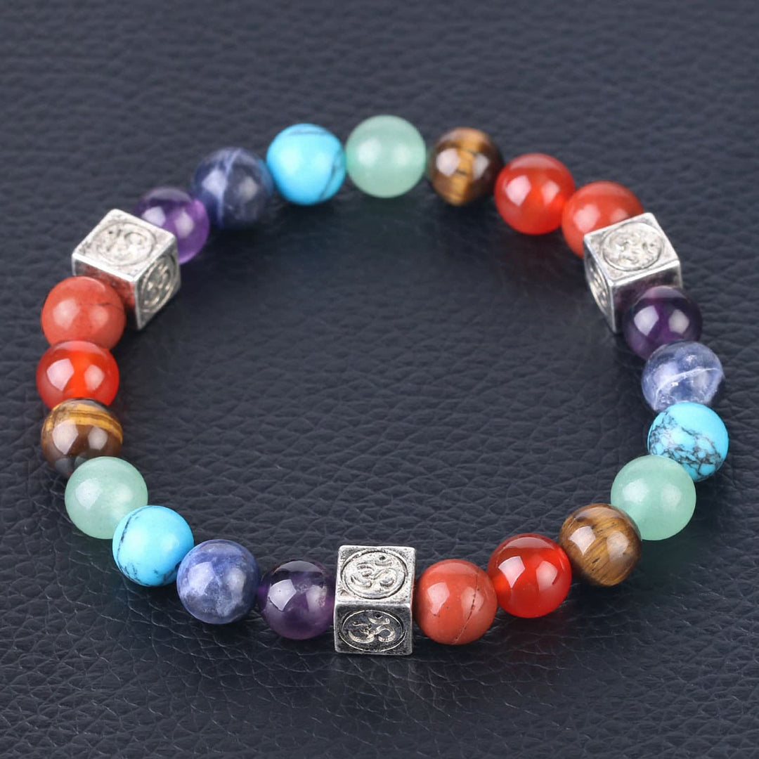 Pulsera de yoga de 7 chakras con cuentas multicolor de Olivenorma