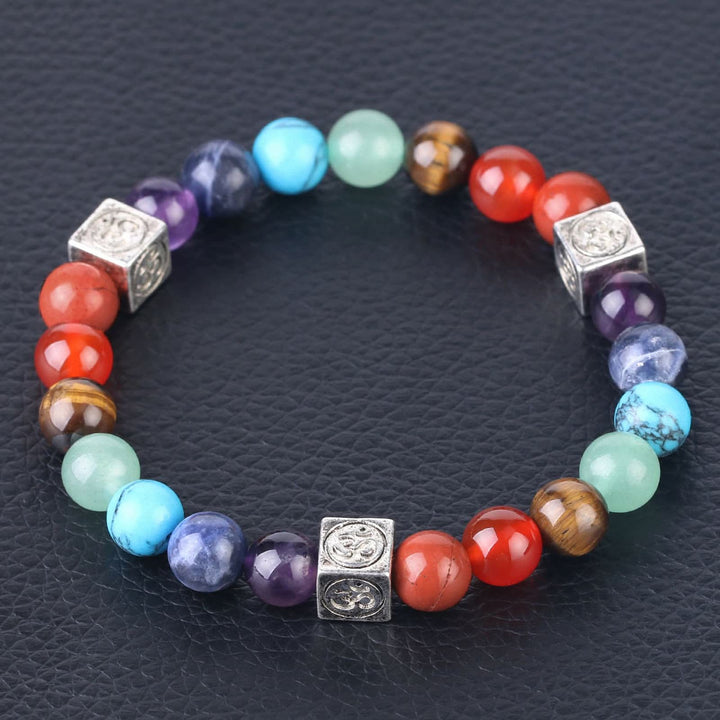 Pulsera de yoga de 7 chakras con cuentas multicolor de Olivenorma