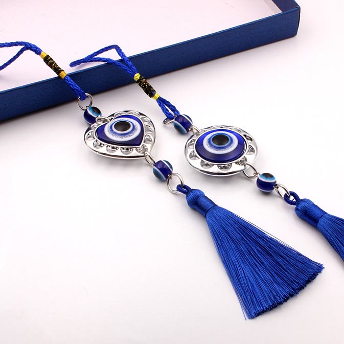 Adorno para coche con borlas de ojo malvado azul de Olivenorma 