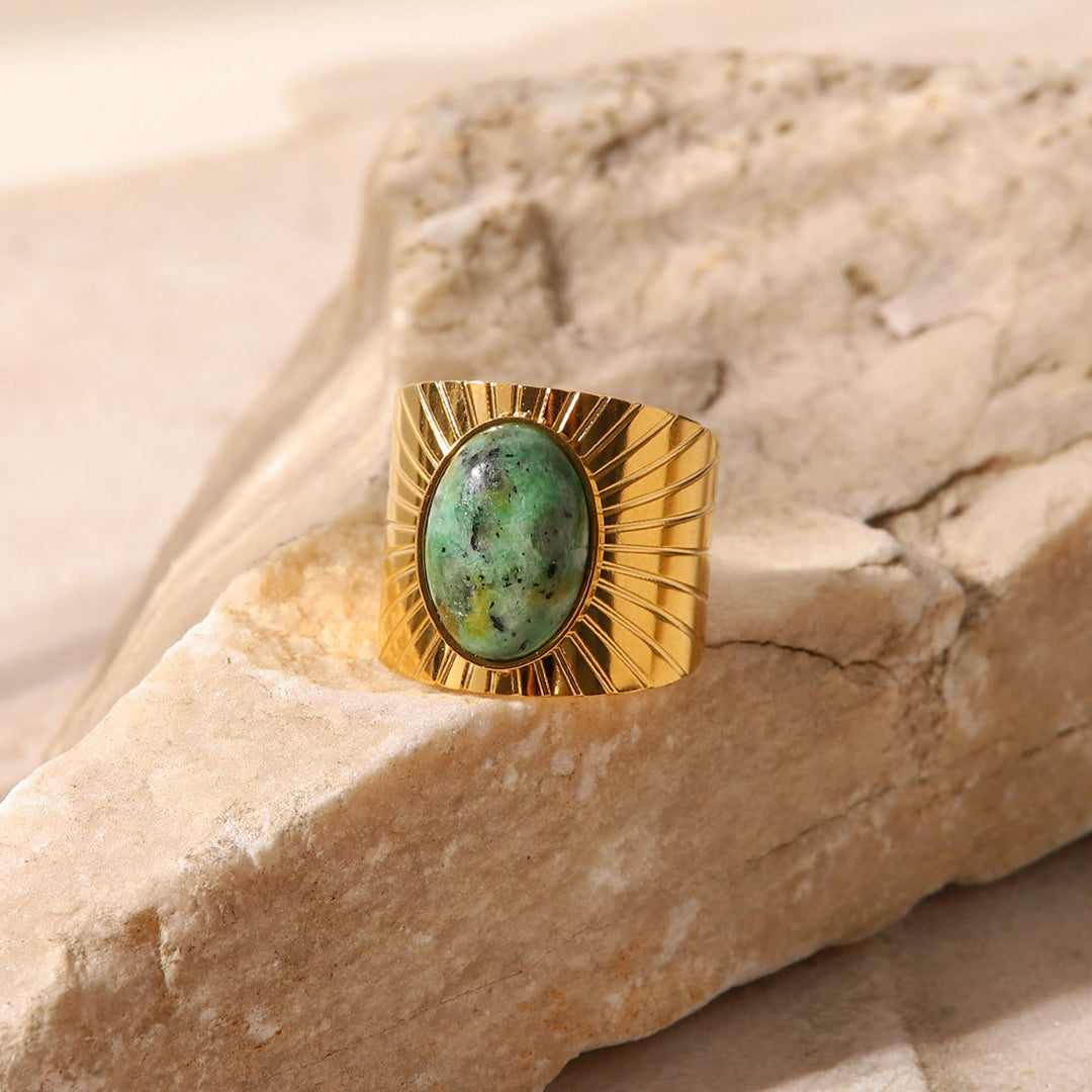 Anillo ancho de turquesa africana "Majestad de la turquesa africana" de Olivenorma