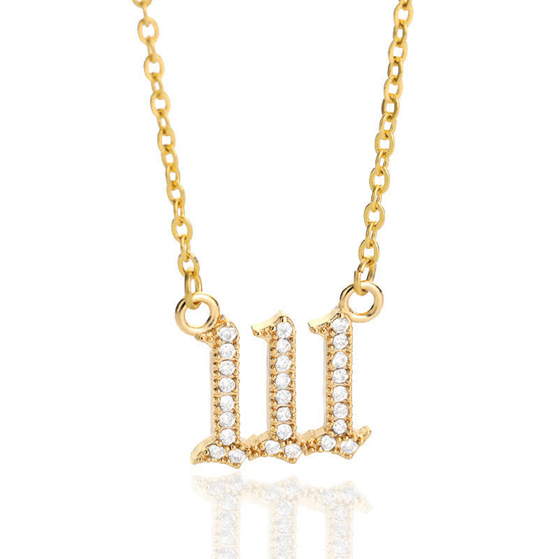 Collar con número de ángel y circonita de Olivenorma
