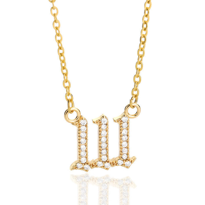 Collar con número de ángel y circonita de Olivenorma