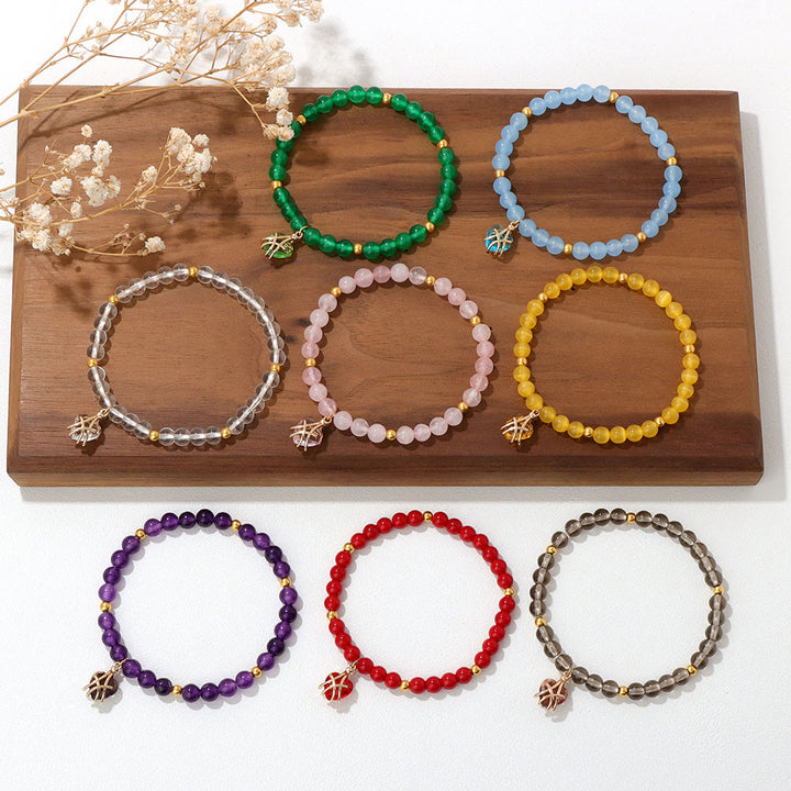 Pulsera con dije de corazón de piedra natural de Olivenorma