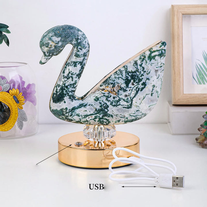 Lámpara de mesa de noche de piedra de cristal natural Olivenorma Decoración con piedras preciosas