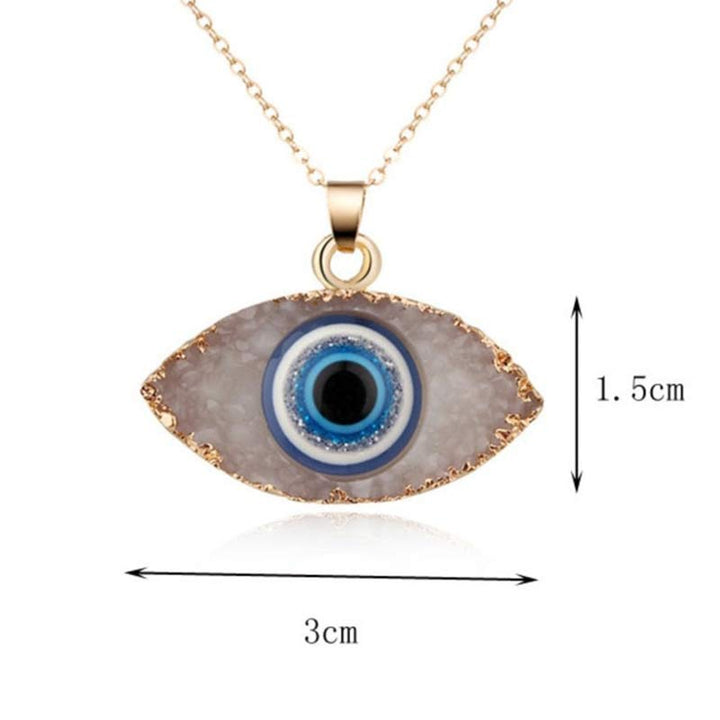 Collar de energía de ojo malvado de cuarzo transparente Olivenorma 
