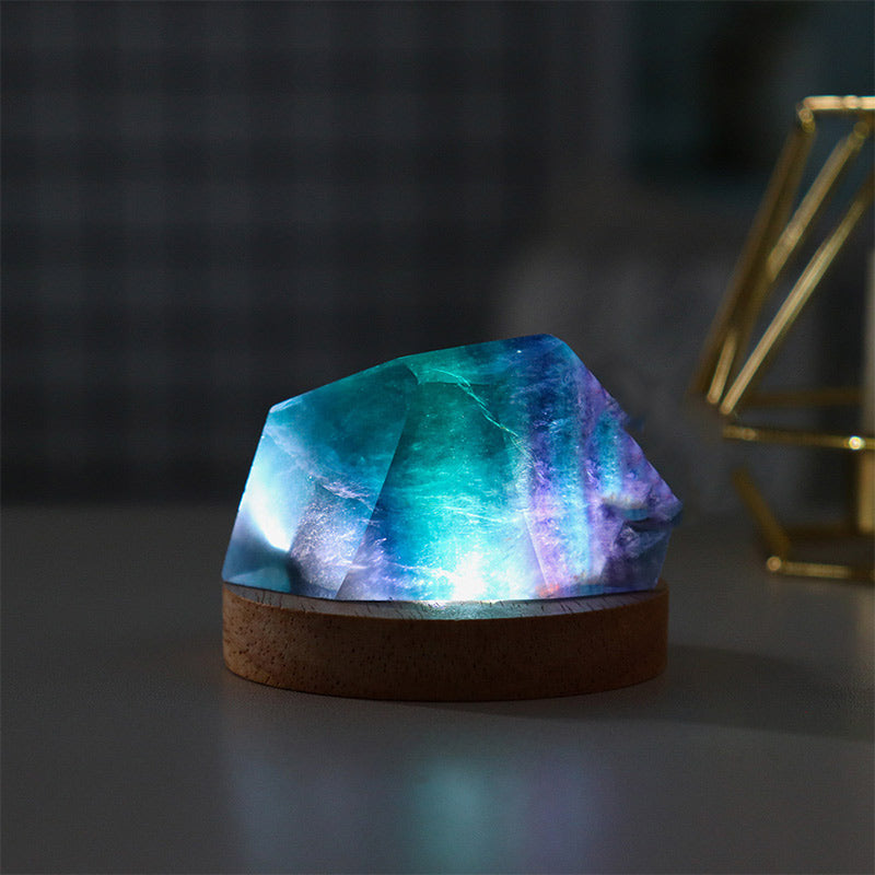 Lámpara de cristal irregular de fluorita de Olivenorma decorativa 