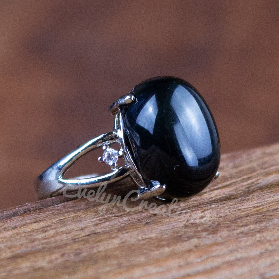 Anillo de obsidiana natural "Protección espiritual" de Olivenorma