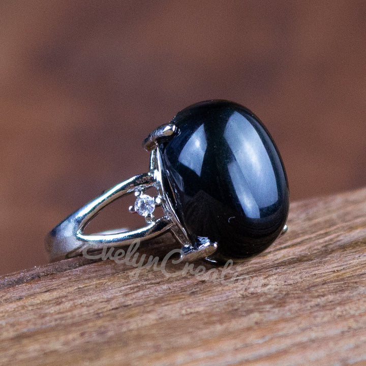 Anillo de obsidiana natural "Protección espiritual" de Olivenorma