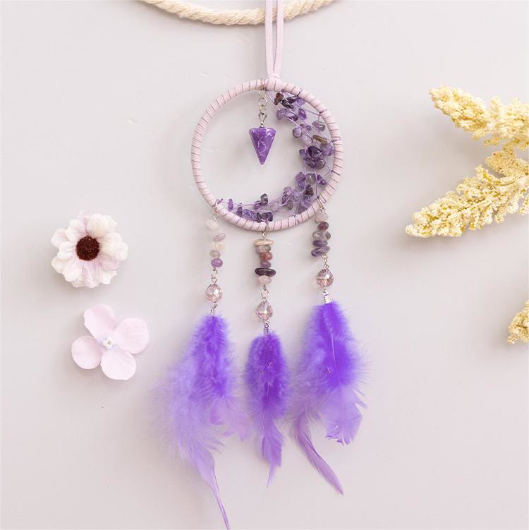 Colgante de amatista Olivenorma Atrapasueños de plumas en forma de media luna pequeño 