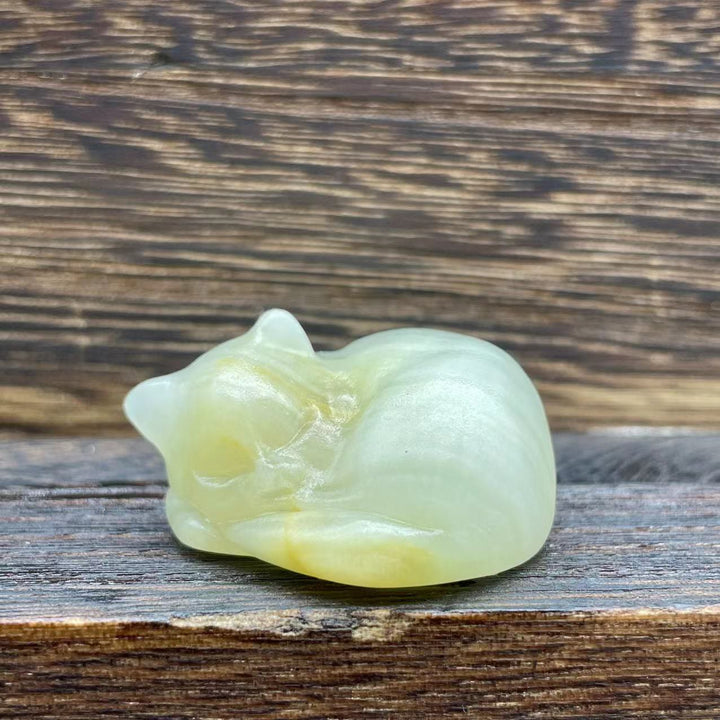 Adorno con piedras preciosas de gato de cristal natural de 4 cm de Olivenorma