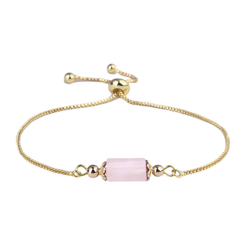 Pulsera delicada de cadena dorada con cristales naturales de Olivenorma 
