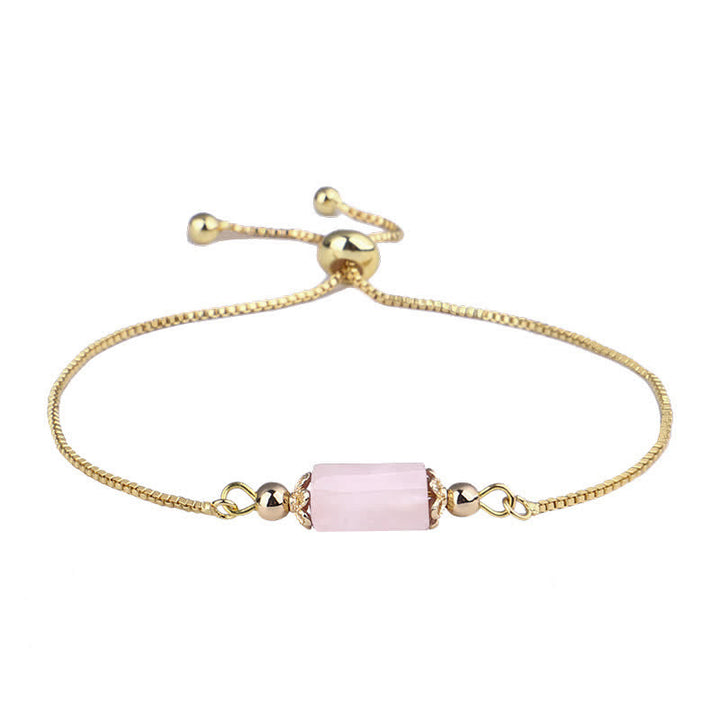Pulsera delicada de cadena dorada con cristales naturales de Olivenorma 