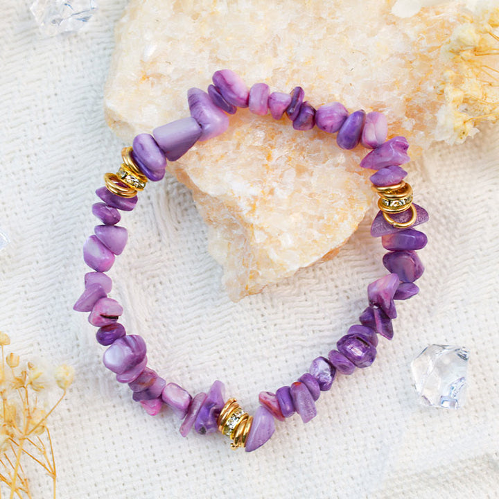 Pulsera de cuentas trituradas de cristal de piedra irregular de Olivenorma 