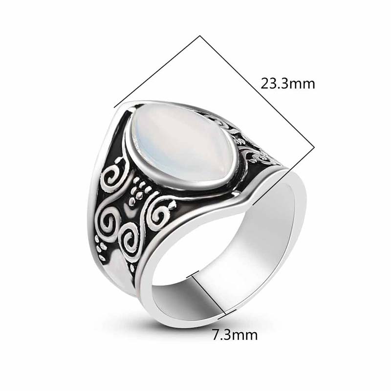 Anillo de protección curativa con piedra lunar Olivenorma
