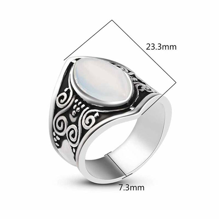 Anillo de protección curativa con piedra lunar Olivenorma