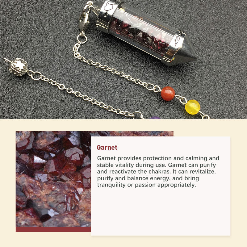 Péndulo de meditación de cristal de colores para los chakras