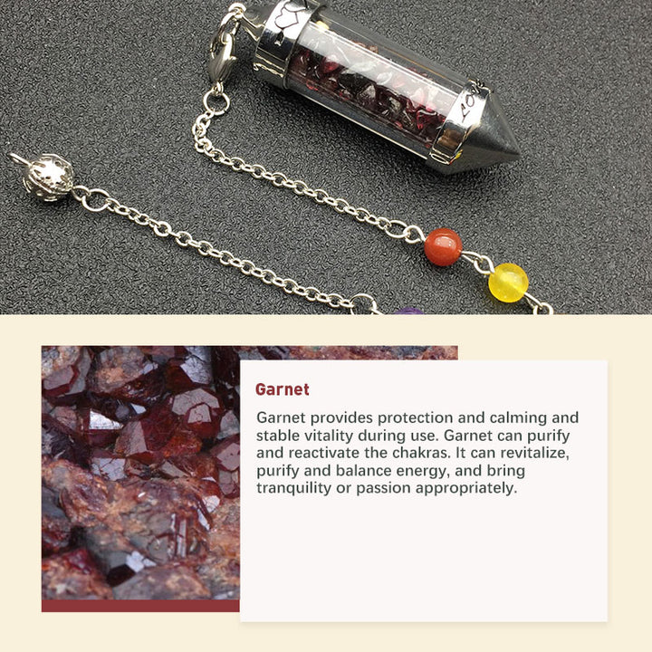 Péndulo de meditación de cristal de colores para los chakras