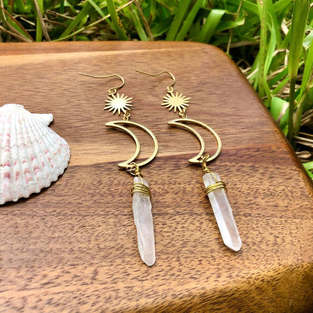 Pendientes de cristal con forma de estrella y luna de Olivenorma