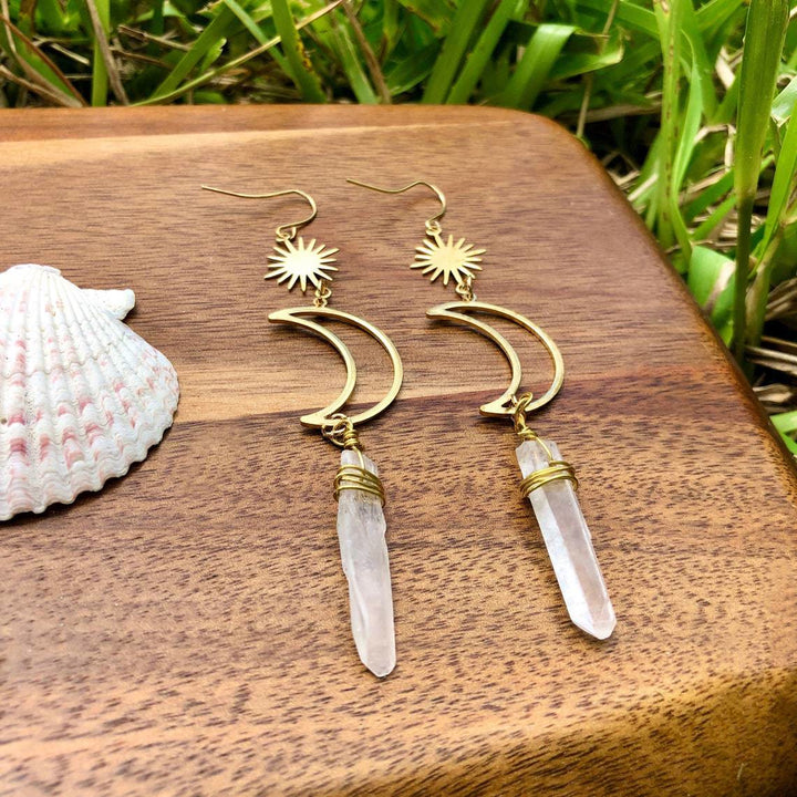 Pendientes de cristal con forma de estrella y luna de Olivenorma