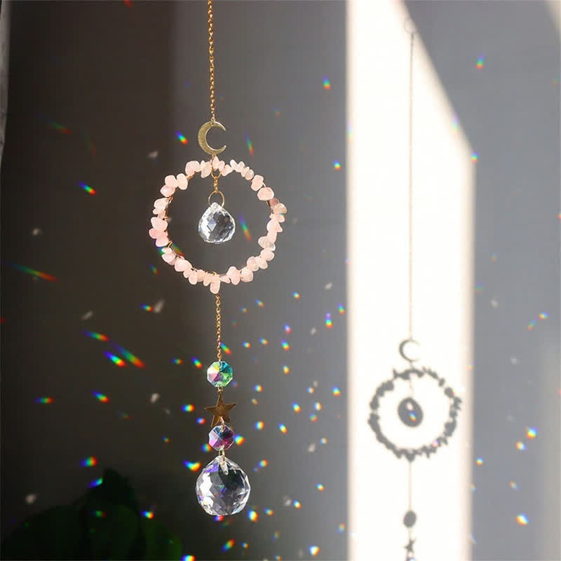 Atrapasueños con curación lunar y círculo de cristal de Olivenorma