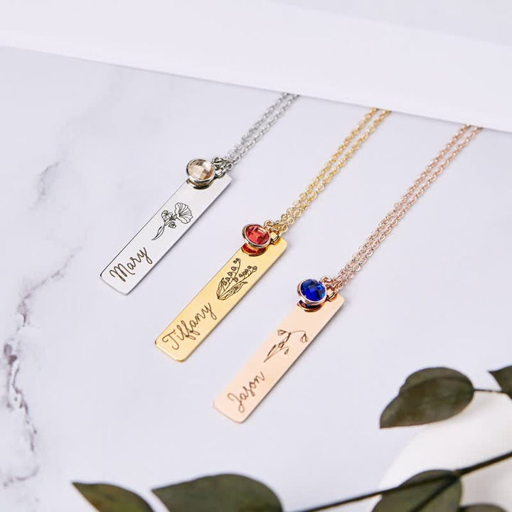 Collar con nombre y flor de nacimiento personalizados de Olivenorma