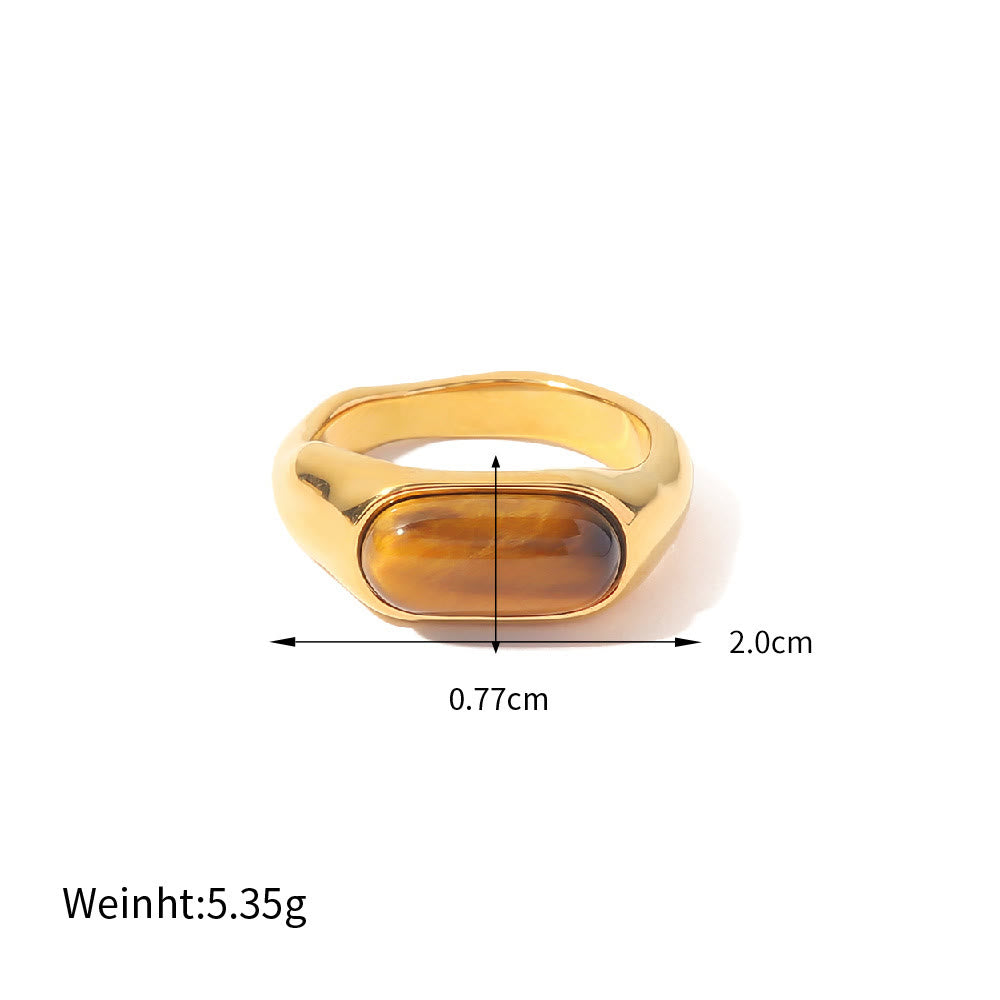 Anillo de oro con piedra natural ovalada de Olivenorma