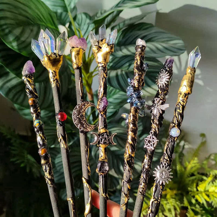 Varitas de cristal de hadas de la luna y el sol de Olivenorma