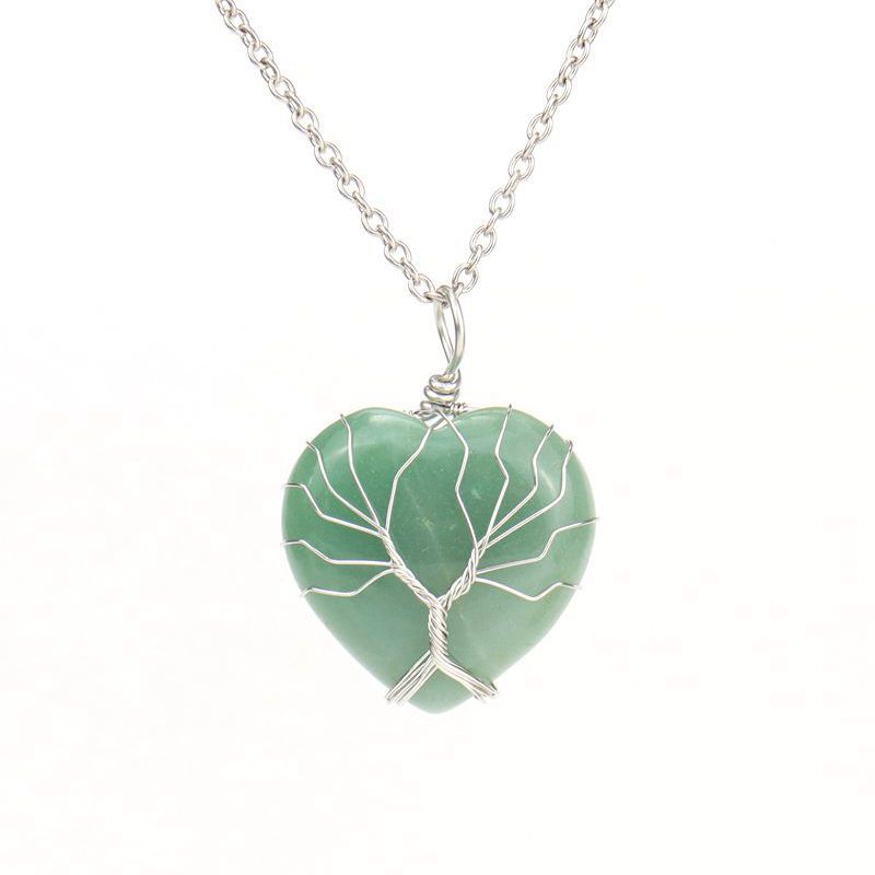 Collar de corazón de cristal natural Olivenorma